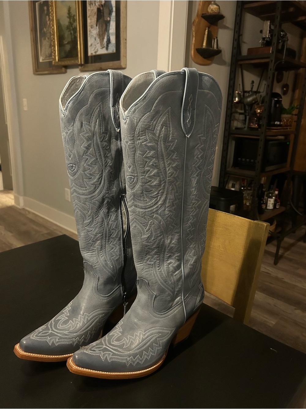Ariat Casanova light denim blue Embroidered leather Western Heeled Boots